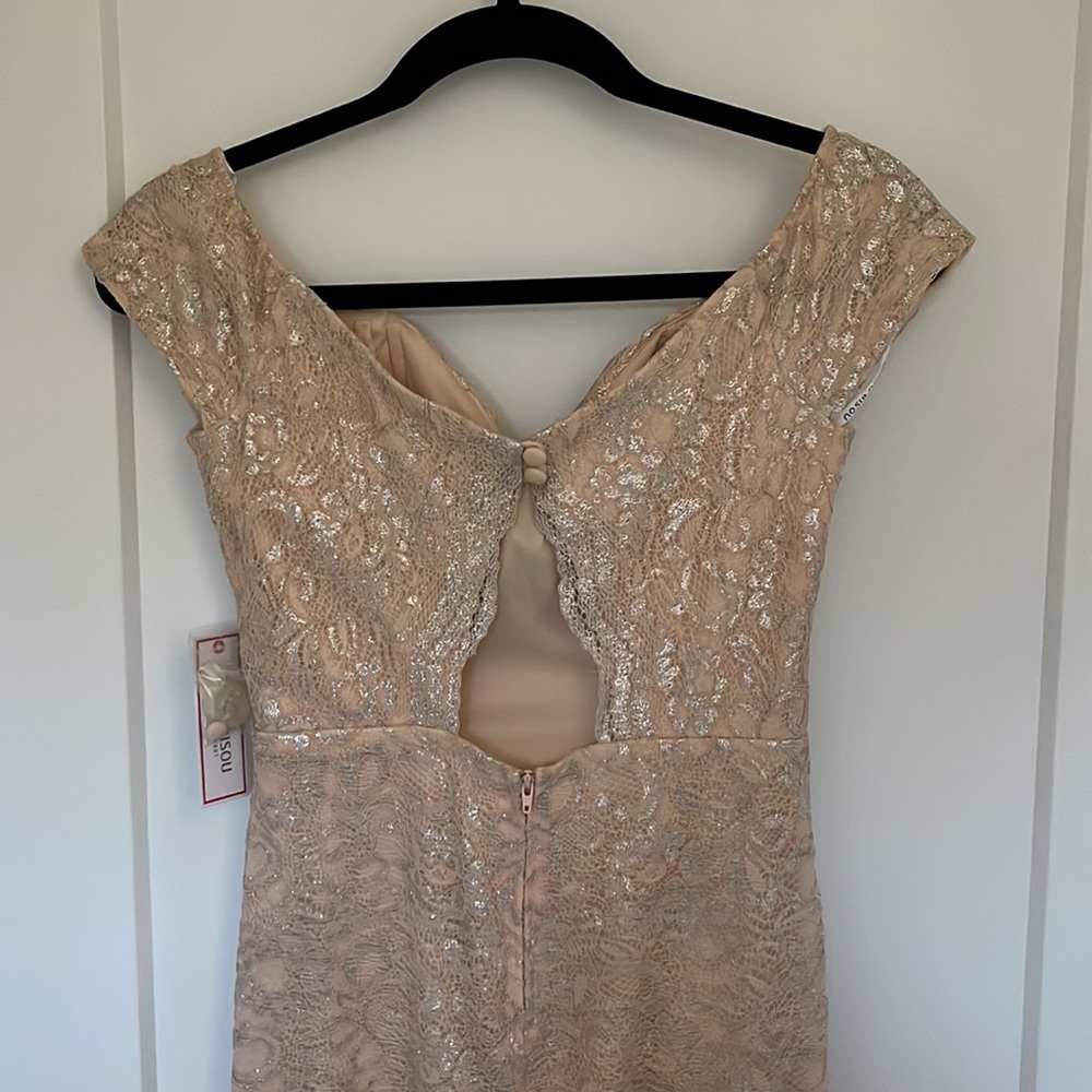 NWT Off the Shoulder Blush Silver Cocktail Party Dress - Picture 3 of 6